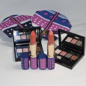 2 each new Estee Lauder lipsticks, eye shadow palettes, and small case